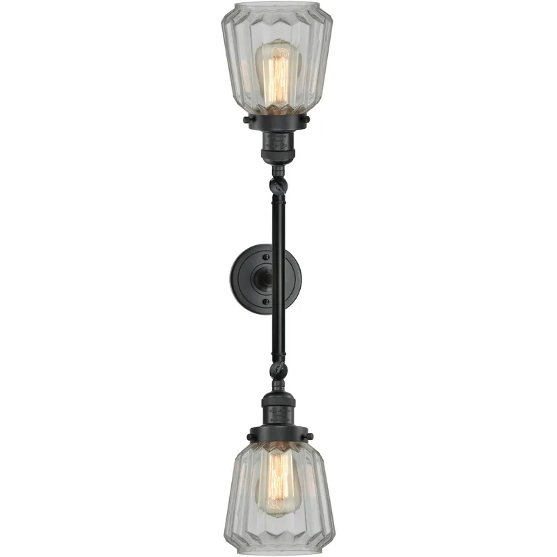 Franklin Restoration Chatham LED 16 inch Matte Black Bath Vanity Light Wall Light in Clear Glass, Franklin Restoration
