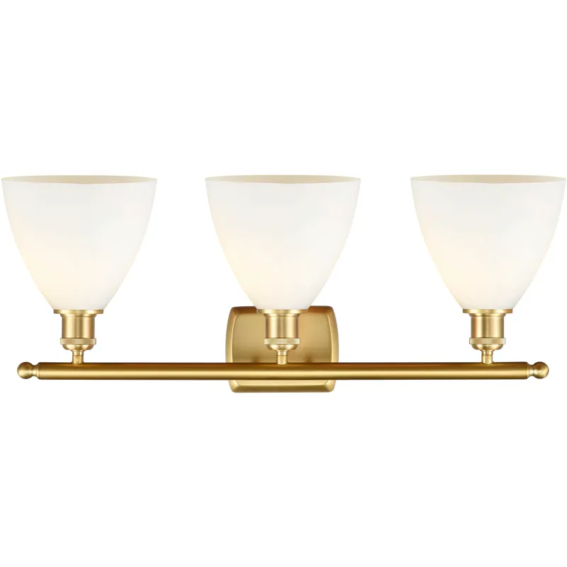 Ballston Ballston Dome LED 28 inch Satin Gold Bath Vanity Light Wall Light in Matte White Glass