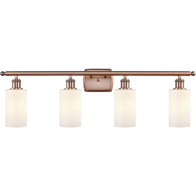 Ballston Clymer LED 36 inch Antique Copper Bath Vanity Light Wall Light in Matte White Glass, Ballston