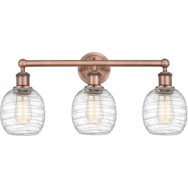 Belfast 3 Light 24 inch Antique Copper Bath Vanity Light Wall Light in Deco Swirl