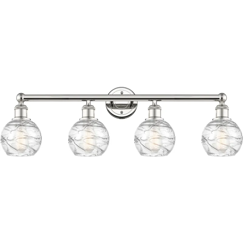 Athens Deco Swirl 4 Light 33 inch Polished Nickel Bath Vanity Light Wall Light in Clear Deco Swirl