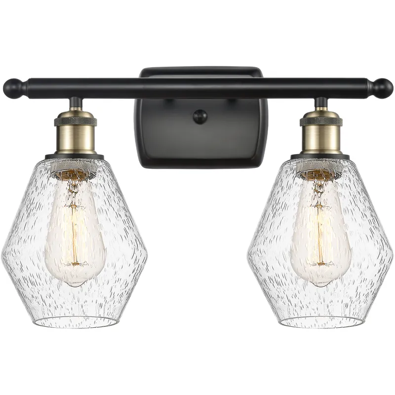 Ballston Cindyrella LED 16 inch Black Antique Brass Bath Vanity Light Wall Light in Seedy Glass