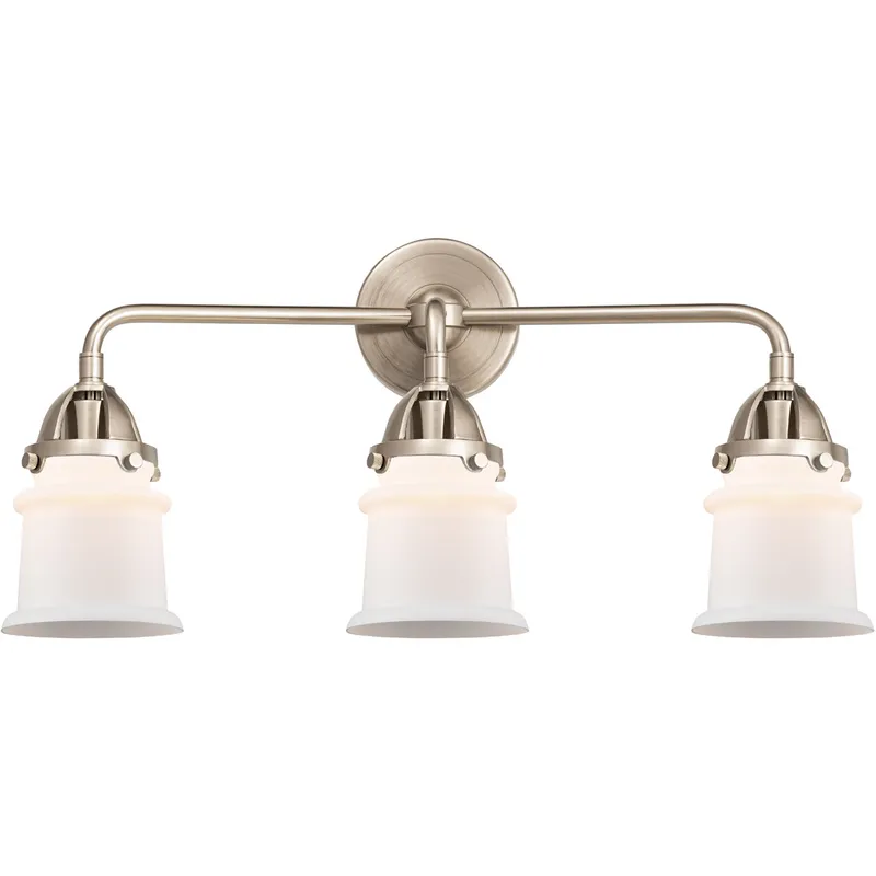 Nouveau 2 Small Canton LED 23.25 inch Antique Copper Bath Vanity Light Wall Light in Matte White Glass