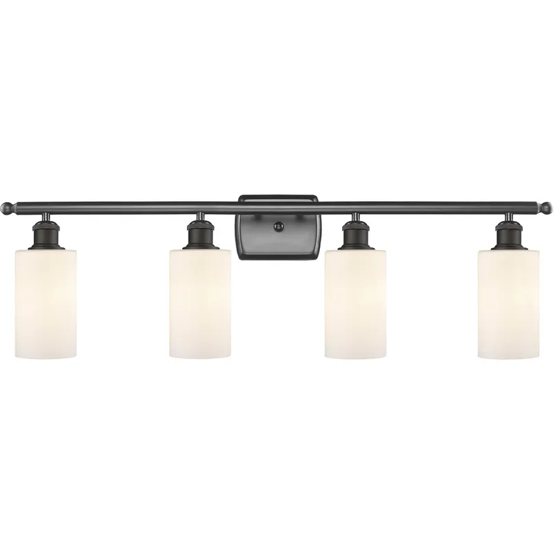 Ballston Clymer LED 36 inch Oil Rubbed Bronze Bath Vanity Light Wall Light in Matte White Glass, Ballston