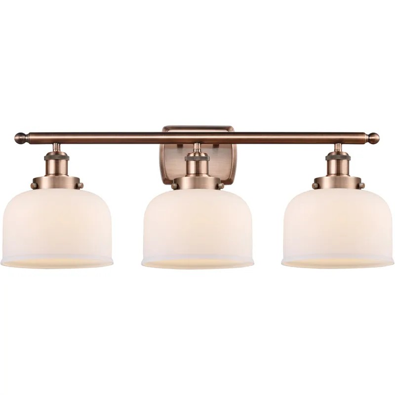 Ballston Large Bell LED 26 inch Antique Copper Bath Vanity Light Wall Light in Matte White Glass