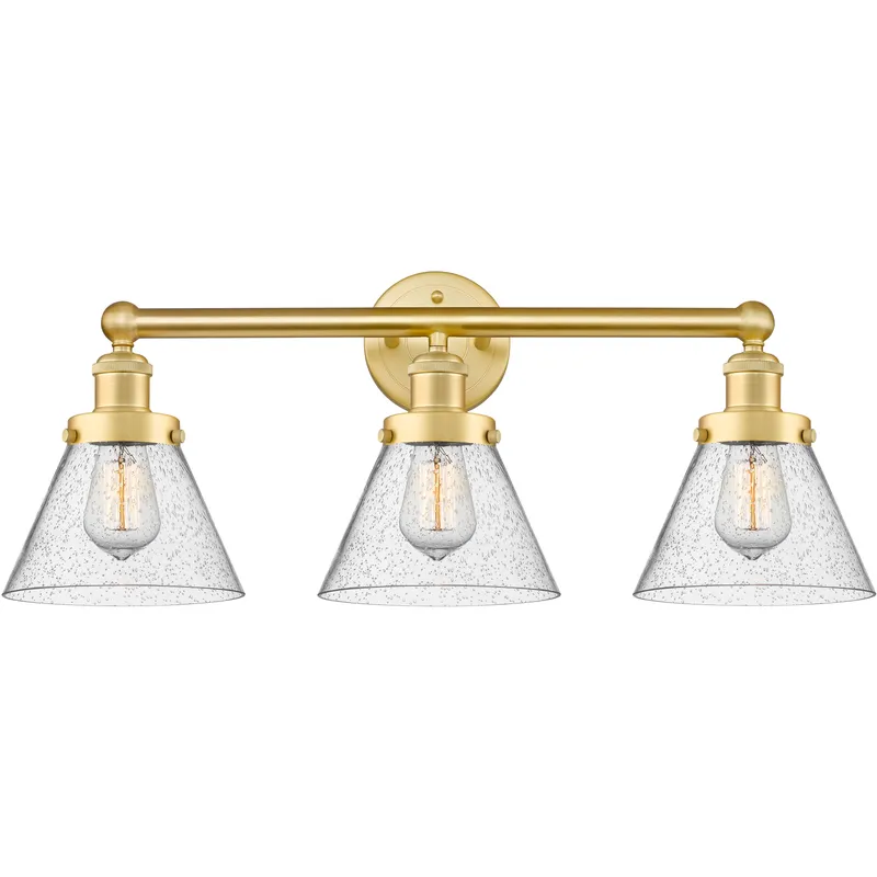 Cone 3 Light 24.5 inch Satin Gold Bath Vanity Light Wall Light in Seedy