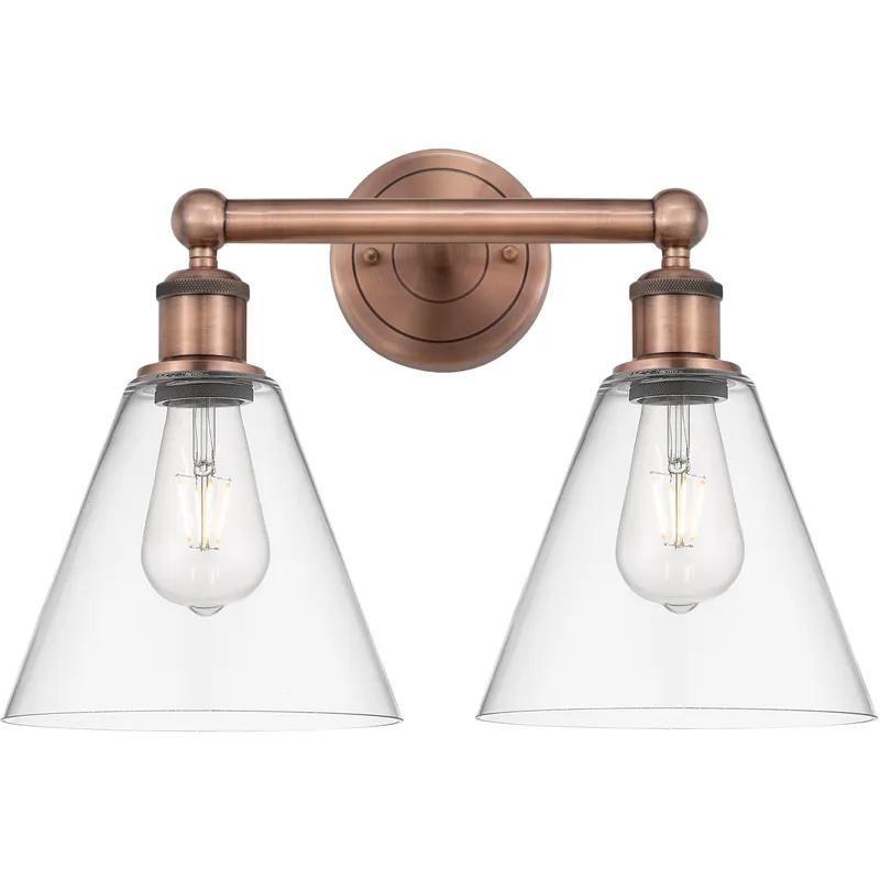 Berkshire 2 Light 17 inch Antique Copper Bath Vanity Light Wall Light in Clear