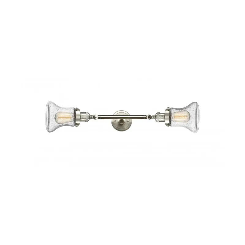 Franklin Restoration Bellmont LED 6 inch Brushed Satin Nickel Bath Vanity Light Wall Light in Seedy Glass, Franklin Restoration