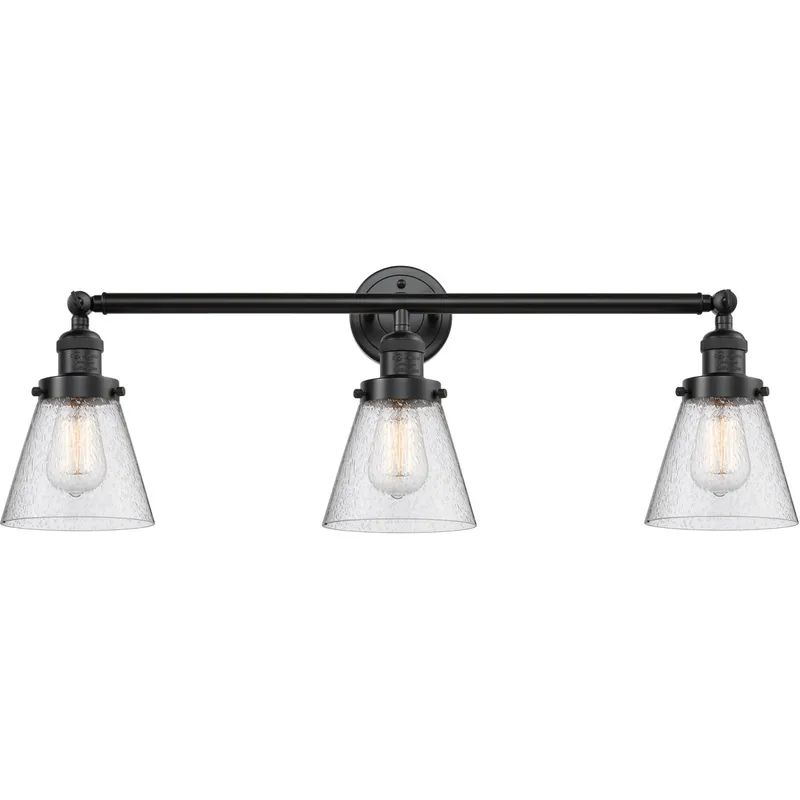 Franklin Restoration Small Cone LED 30 inch Oil Rubbed Bronze Bath Vanity Light Wall Light in Seedy Glass, Franklin Restoration