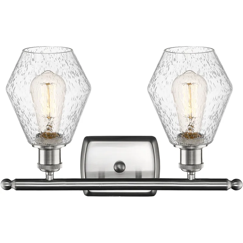 Ballston Cindyrella 2 Light 16 inch Brushed Satin Nickel Bath Vanity Light Wall Light in Incandescent, Seedy Glass