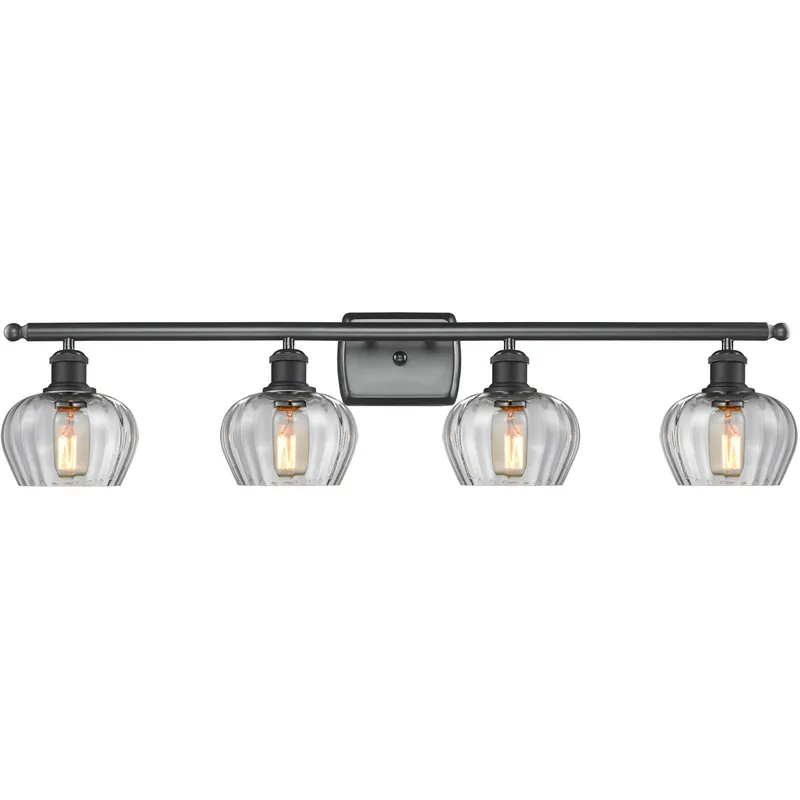 Ballston Fenton 4 Light 36 inch Matte Black Bath Vanity Light Wall Light in Clear Glass, Ballston