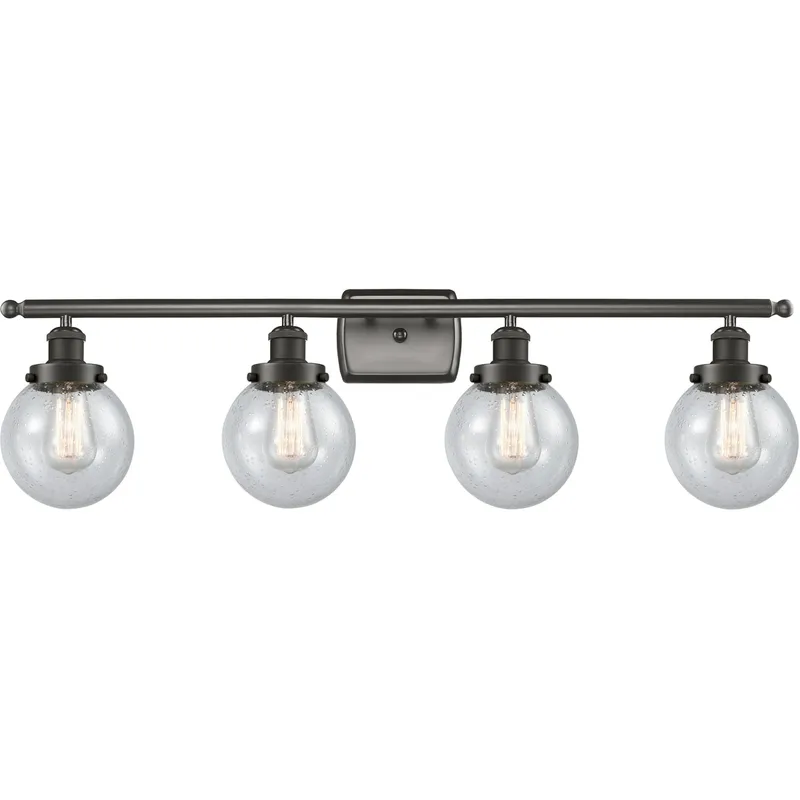 Ballston Beacon 4 Light 36 inch Oil Rubbed Bronze Bath Vanity Light Wall Light in Seedy Glass, Ballston