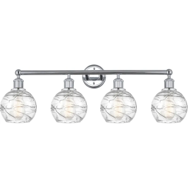 Edison Athens Deco Swirl 4 Light 33 inch Polished Chrome Bath Vanity Light Wall Light