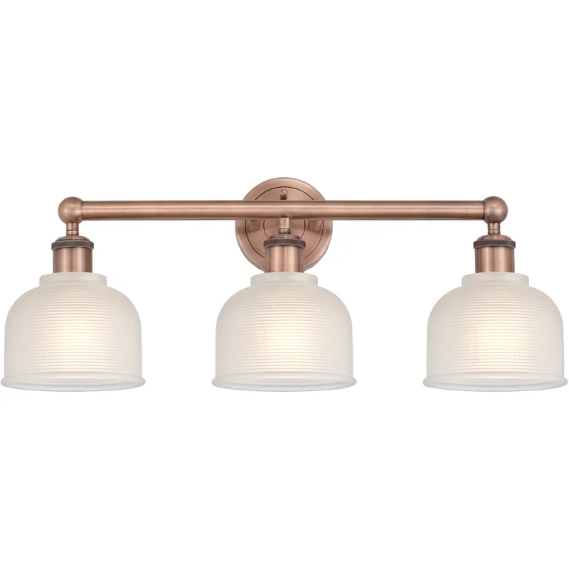 Dayton 3 Light 23.5 inch Antique Copper Bath Vanity Light Wall Light in White