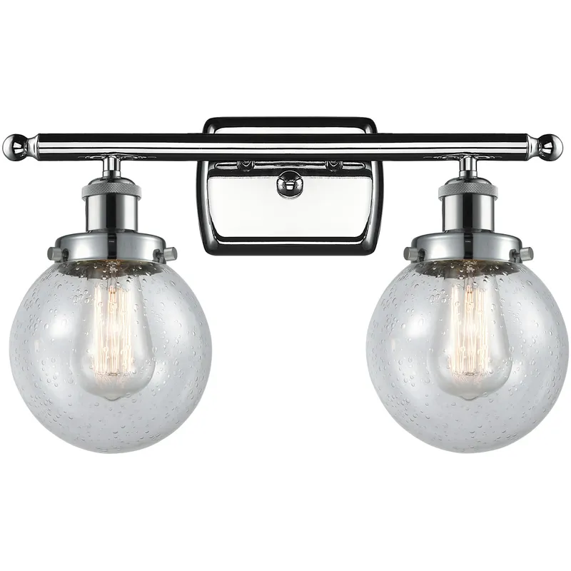 Ballston Beacon 2 Light 16 inch Polished Chrome Bath Vanity Light Wall Light in Seedy Glass, Ballston