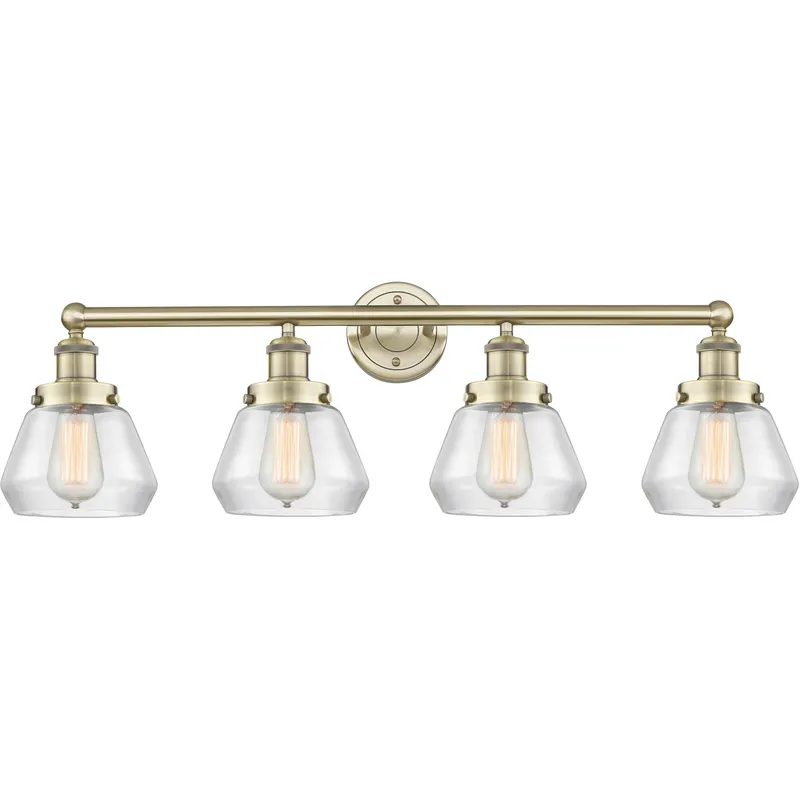 Fulton 4 Light 33.5 inch Antique Brass Bath Vanity Light Wall Light in Clear
