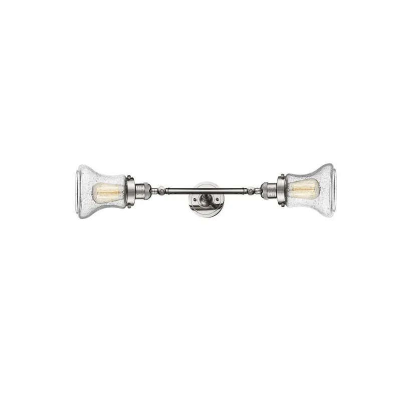 Franklin Restoration Bellmont 2 Light 6 inch Polished Nickel Bath Vanity Light Wall Light in Seedy Glass, Franklin Restoration