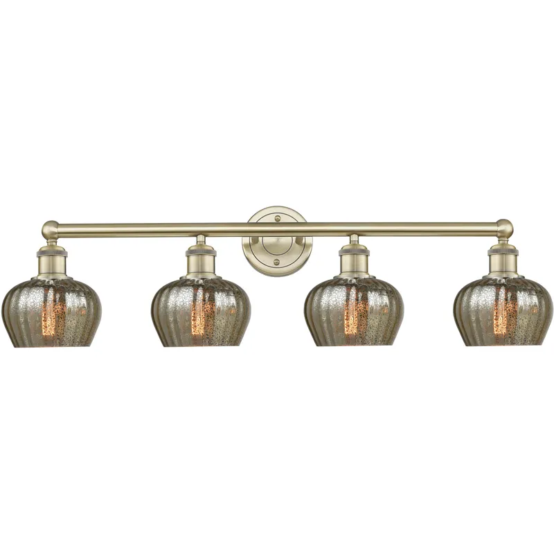 Fenton 4 Light 33.5 inch Antique Brass Bath Vanity Light Wall Light in Mercury
