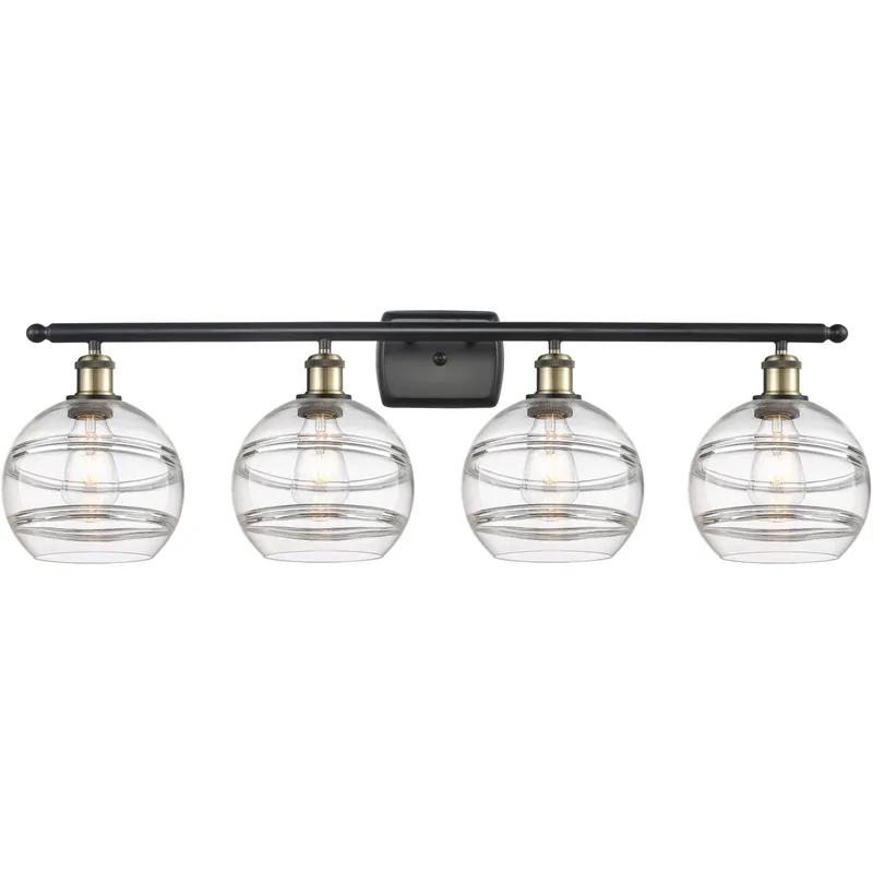 Ballston Rochester 4 Light 38 inch Black Antique Brass Bath Vanity Light Wall Light