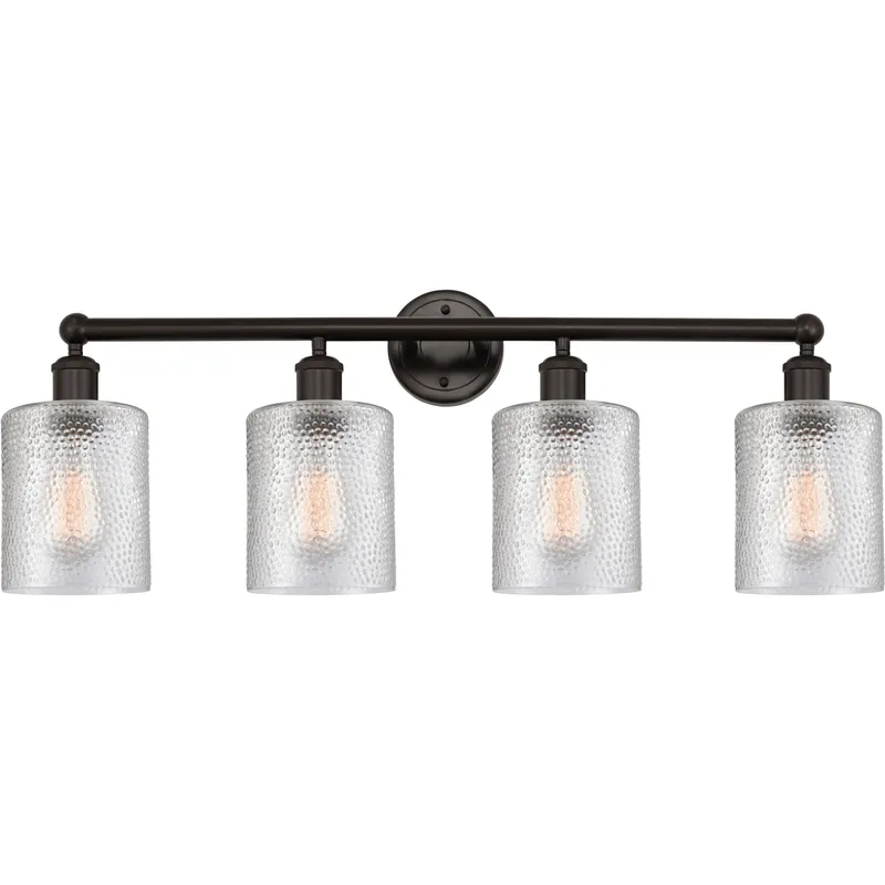 Edison Cobbleskill 4 Light 32 inch Oil Rubbed Bronze Bath Vanity Light Wall Light in Clear Glass