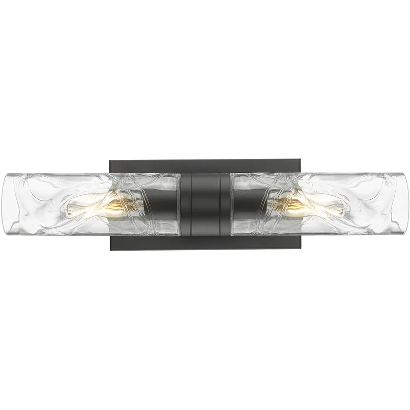 Ballston Urban 2 Light 18 inch Matte Black Bath Vanity Light Wall Light in Deco Swirl Glass