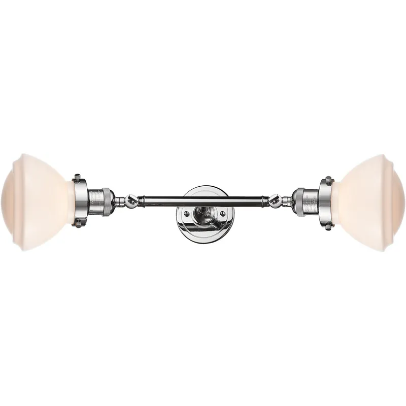 Franklin Restoration Olean 2 Light 7 inch Polished Chrome Bath Vanity Light Wall Light in Matte White Glass, Franklin Restoration