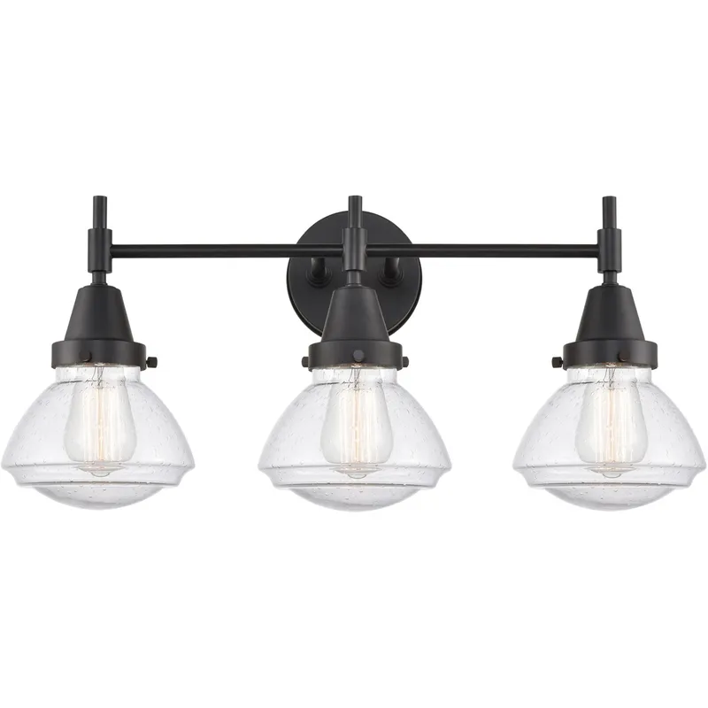 Caden LED 25 inch Matte Black Bath Vanity Light Wall Light in Seedy Glass