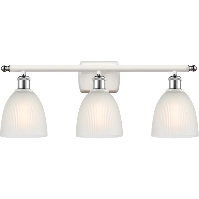 Ballston Castile 3 Light 26 inch White and Polished Chrome Bath Vanity Light Wall Light in White Glass, Ballston