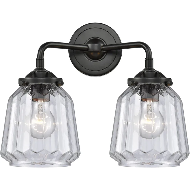 Nouveau Chatham LED 14 inch Oil Rubbed Bronze Bath Vanity Light Wall Light in Clear Glass, Nouveau