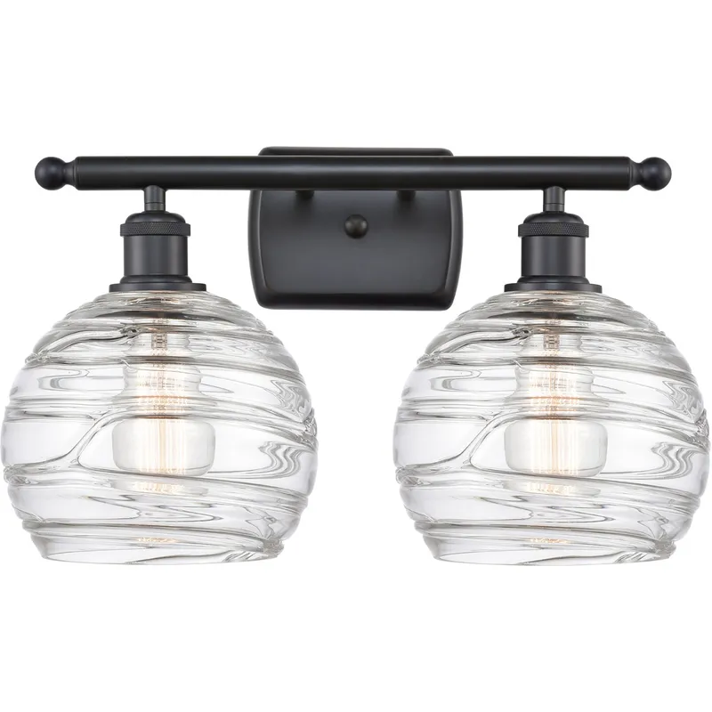 Ballston Deco Swirl 2 Light 16 inch Matte Black Bath Vanity Light Wall Light, Ballston