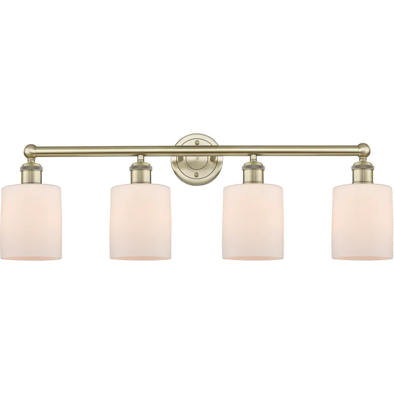 Cobbleskill 4 Light 32 inch Antique Brass Bath Vanity Light Wall Light in Matte White