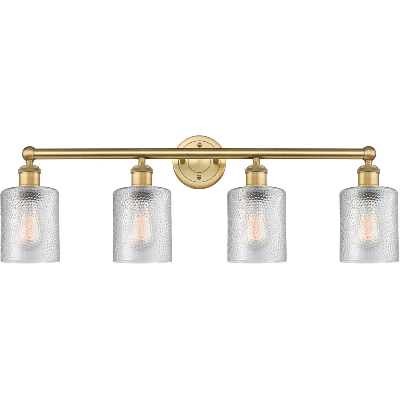 Cobbleskill 4 Light 32 inch Brushed Brass Bath Vanity Light Wall Light in Clear