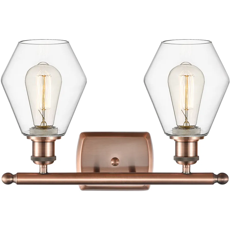 Ballston Cindyrella 2 Light 16 inch Antique Copper Bath Vanity Light Wall Light in Incandescent, Clear Glass