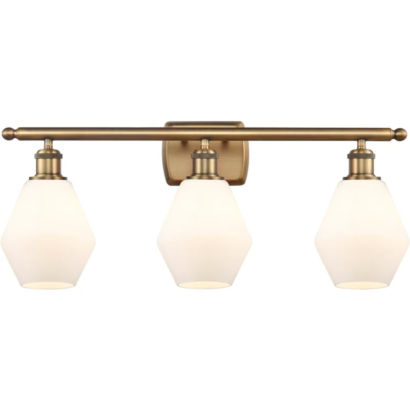 Ballston Cindyrella 3 Light 26 inch Brushed Brass Bath Vanity Light Wall Light in Incandescent, Matte White Glass