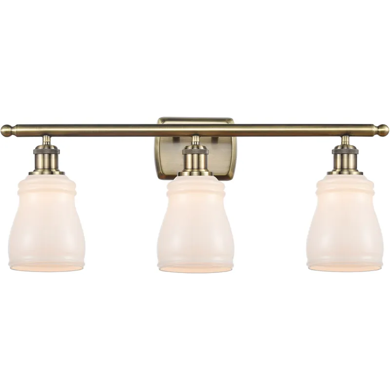 Ballston Ellery LED 26 inch Antique Brass Bath Vanity Light Wall Light in Matte White Glass, Ballston