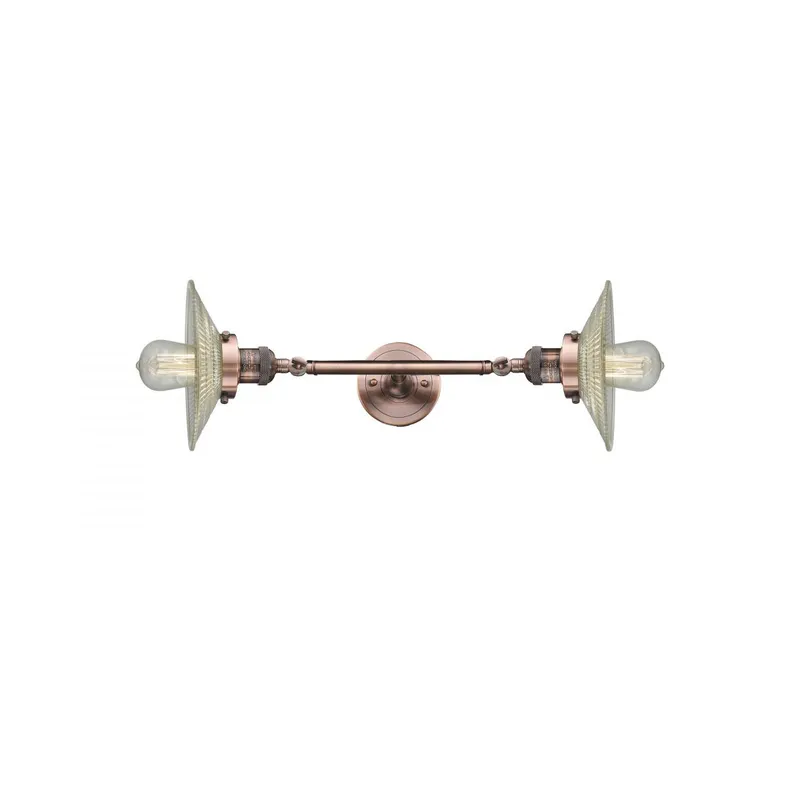 Franklin Restoration Halophane LED 9 inch Antique Copper Bath Vanity Light Wall Light in Clear Halophane Glass, Franklin Restoration