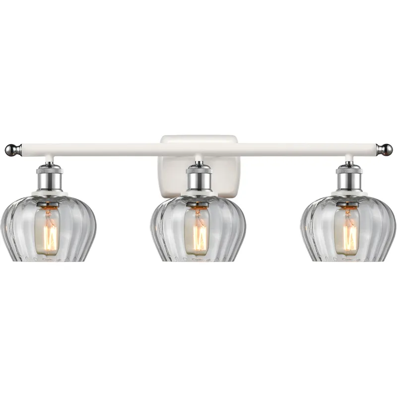 Ballston Fenton LED 26 inch White and Polished Chrome Bath Vanity Light Wall Light in Clear Glass, Ballston