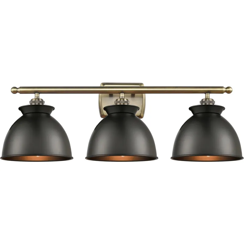 Ballston Adirondack 3 Light 28 inch Antique Brass Bath Vanity Light Wall Light in Incandescent, Matte Black, Ballston
