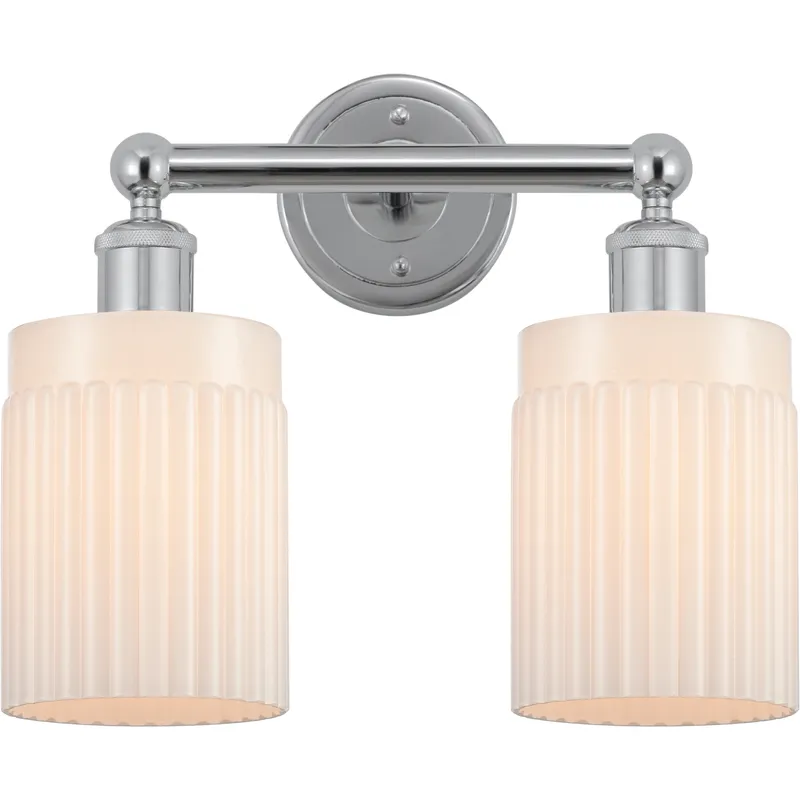 Edison Hadley 2 Light 14 inch Polished Chrome Bath Vanity Light Wall Light in Matte White Glass