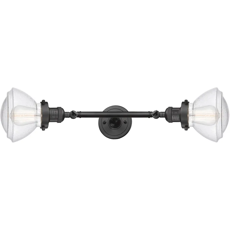 Franklin Restoration Olean 2 Light 7 inch Oil Rubbed Bronze Bath Vanity Light Wall Light in Seedy Glass, Franklin Restoration