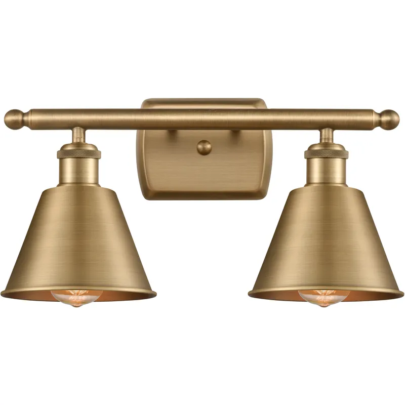 Ballston Smithfield 2 Light 16 inch Brushed Brass Bath Vanity Light Wall Light, Ballston