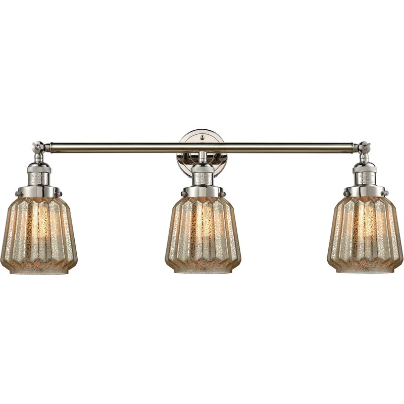 Franklin Restoration Chatham LED 30 inch Polished Nickel Bath Vanity Light Wall Light in Mercury Glass, Franklin Restoration