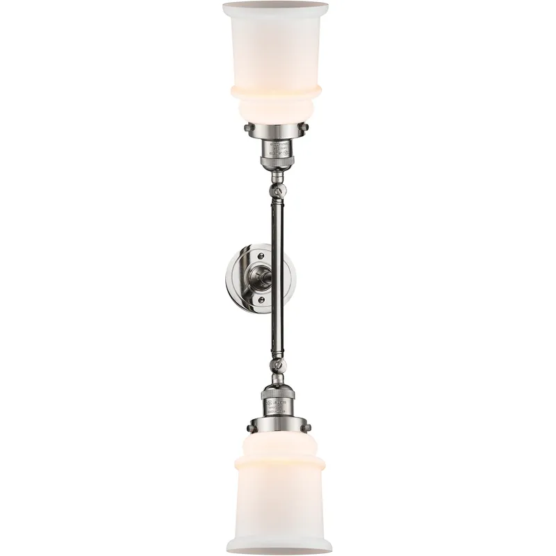 Franklin Restoration Canton 2 Light 17 inch Polished Nickel Bath Vanity Light Wall Light in Matte White Glass, Franklin Restoration