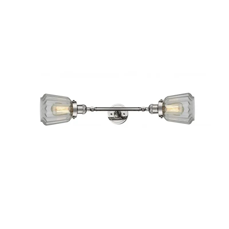 Franklin Restoration Chatham 2 Light 6 inch Polished Nickel Bath Vanity Light Wall Light in Clear Glass, Franklin Restoration