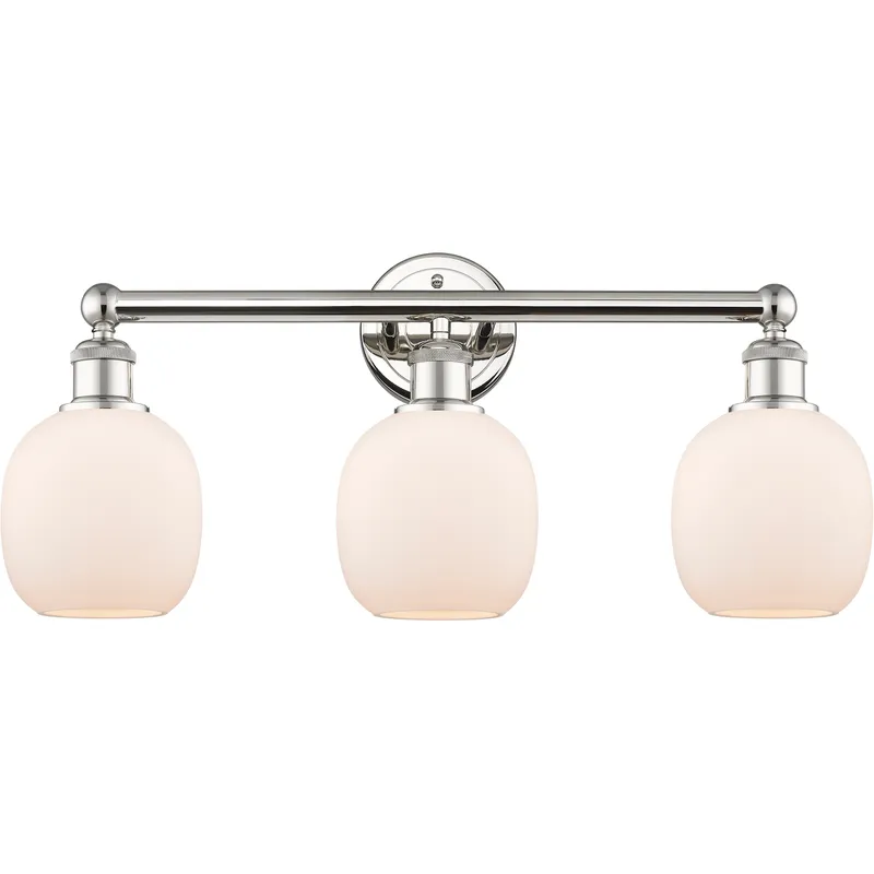 Belfast 3 Light 24 inch Polished Nickel Bath Vanity Light Wall Light in Matte White