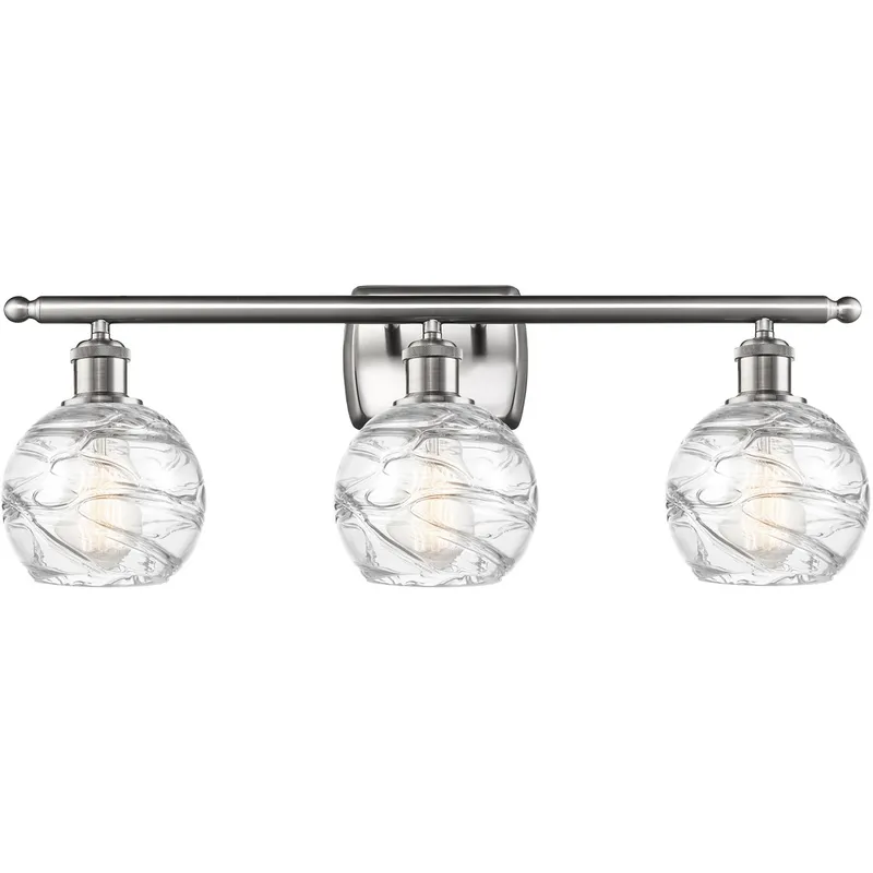 Ballston Small Deco Swirl 3 Light 26 inch Brushed Satin Nickel Bath Vanity Light Wall Light, Ballston