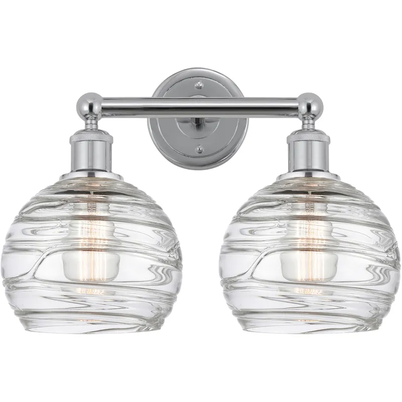 Athens Deco Swirl 2 Light 17 inch Polished Chrome Bath Vanity Light Wall Light in Clear Deco Swirl Glass