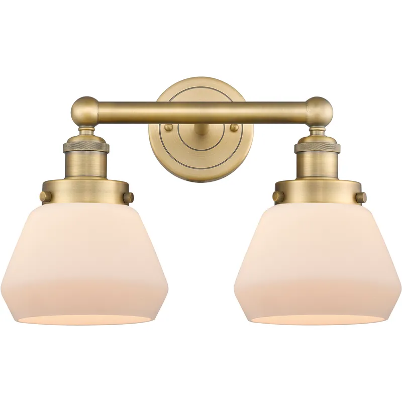 Fulton 2 Light 15.5 inch Brushed Brass Bath Vanity Light Wall Light in Matte White