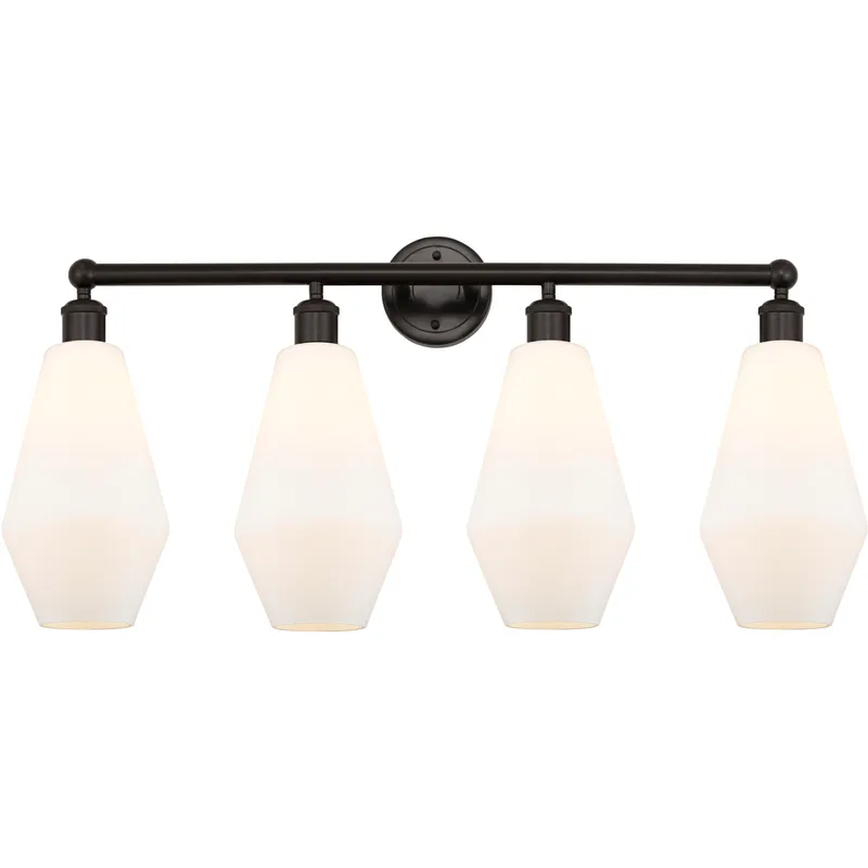 Cindyrella 4 Light 34 inch Oil Rubbed Bronze Bath Vanity Light Wall Light in Matte White Glass