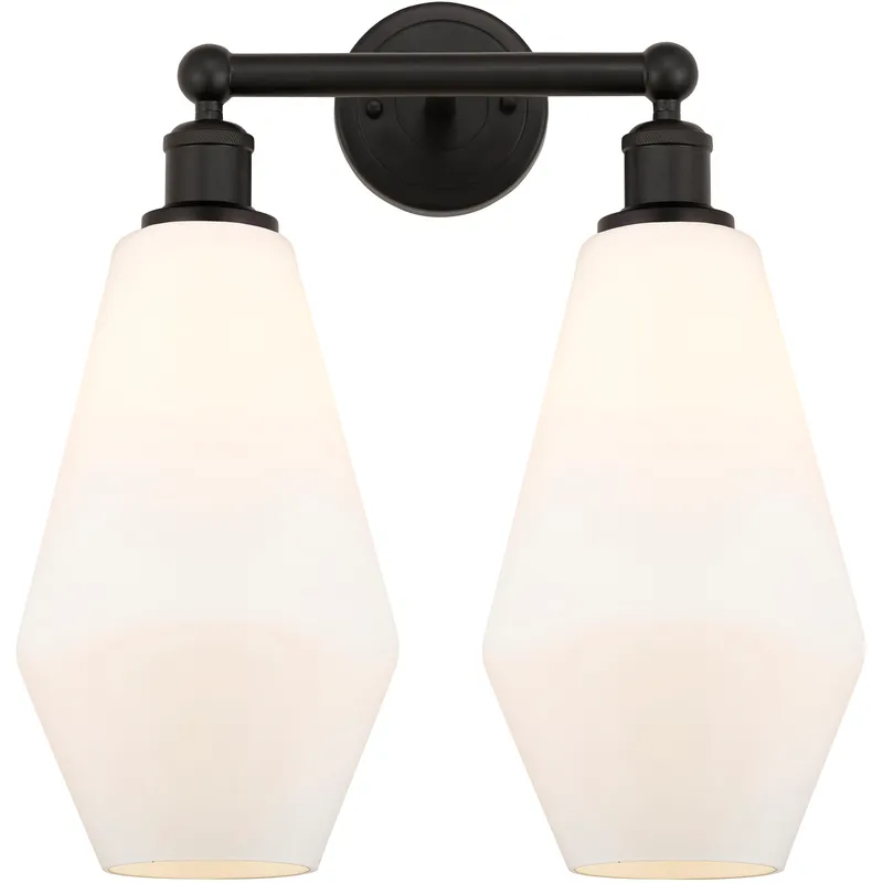 Cindyrella 2 Light 16 inch Oil Rubbed Bronze Bath Vanity Light Wall Light in Matte White Glass
